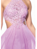Sexy Backless Lace Chiffon Prom Dress